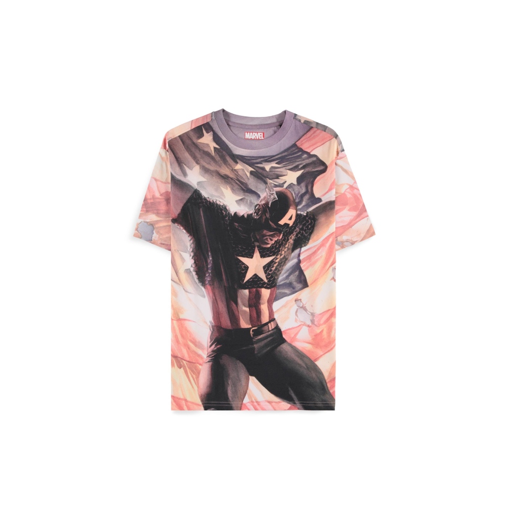Marvel Captain America - Digital American All Over Print Tshirt Homme - Multicolore